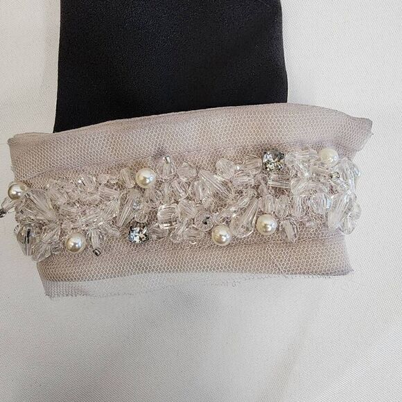 Donna Morgan Size 8 3/4 Sleeve Black Embelished Cuffs Dress I11 - Picture 10 of 12